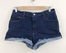 Vintage Y2K Levis 550 High Waist cheeky dark wash Cutoffs Jean shorts 12 30