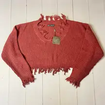 NWT -  - Women’s Burgundy Distressed Sweater