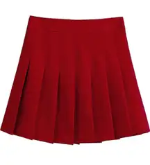 Red High Waisted A Line Cheer Pleated Skirt