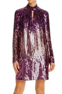 Kate Spade New York Women Purple & Pink Ombré Sequin Shift Dress Size 6