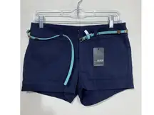 BEBOP Women’s Navy Blue Cuffed Shorts W/Aqua Belt Size 5 NWT