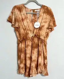 NWT Storia Star Rustic Tie Dye Plunge Neck Romper Size Medium