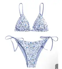 ZAFUL Triangle Bikini Floral String Bikini Set Two Piece‎ Swimsuit size L A-309