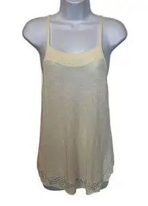 Rubbish EUC Cream Lightweight Knit Racerback Crochet Hem Tank Sz XS