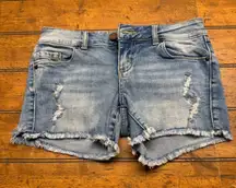 O'Neill Womens Denim Shorts Distressed Frayed Cuffed Blue Size 25