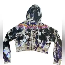 Young,‎ Fabulous and Broke women’s size s tie-die zip up cropped hooded jacket
