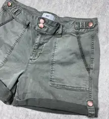 BKE Olive Green Utility Cuffed Shorts Women's Size 29 Button Fly Cargo Pockets