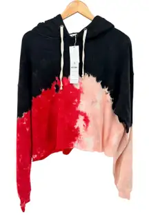 RE/DONE Originals Red Tie Dye Cropped Hoodie 100% Cotton L NWT USA Pullover