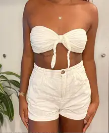 SheIn 👙 Knot Front Pleated Tube Top & Shorts Set 👙