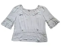 BB Dakota Blouse Women Large Steve Madden Peasant Boho Festival Top White Lace