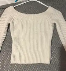 H Cropped Off The Shoulder Sweater