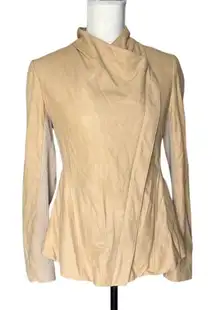 Elie Tahari Women's Black Leather Jacket Size M Mid-Length Casual