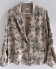 J Jill Blazer Womens XS Natural Green Oversized Linen Preppy Coastal Career‎