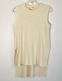 Adam Lippes Sleeveless Sweater High Low Hi-Low Cream Ivory Vest Top Size Small