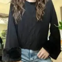 Altar’d State Crop Top Faux Fur Black Size‎ Medium