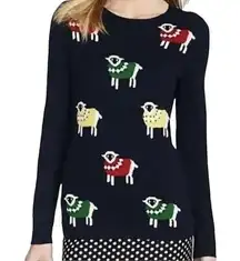 Talbots  Sheep in Sweaters Novelty Print Navy Blue Lambswool Blend Sweater Size L