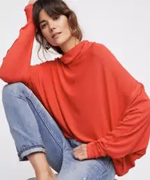 We The Free Alameda Pullover Turtle Neck Ribbed Soft Stretchy‎ Red Size XS
