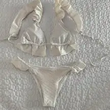 Women size small Ruffled Textured Bikini Set in Cream