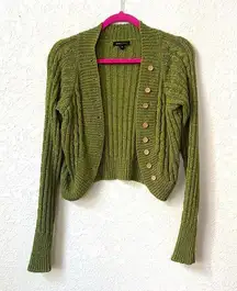 Green Cable Knit Cardigan Sweater 2000s Y2K Style Size Large