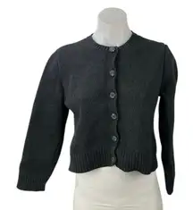 Zara Women's Gray Black Button Up Long Sleeve Knit Crop Cardigan Sweater Top S