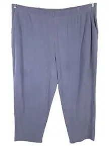 Woman Within Plus Size 3X 30W 32W Pants Blue Ribbed Elastic Pull On Cropped‎ 692