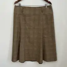 Evan Picone Neutral Plaid A-Line Midi Skirt Size 12