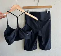 All Access Black Biker Shorts + Sports Bra Matching Set