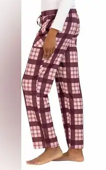 Lucky Brand Pink Maroon Plaid Pajama Lounge PJ Pants Pull On Stretchy Size Large