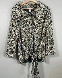 Susan Bristol Knit Black Cheetah Print Snap Blazer Jacket Size‎ L Large Mobwife
