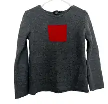 Club Monaco Wool Rabbit Hair Sweater Gray/Red Medium