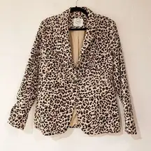 1901 Nordstrom Twill Blazer in Beige Shadow Leopard Size 12