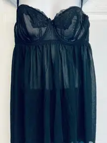 Torrid Babydoll Nightie Sheer Lace‎ Lingerie Black Size 0 Large 12