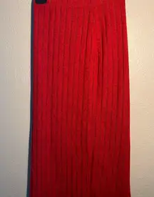 SHEIN Red Maxi/Midi Ribbed Pencil Skirt SZ XS Casual Flowy
