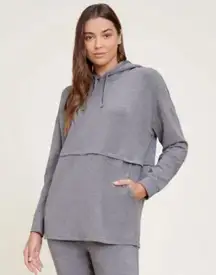 Malibu Brushed Luxe Lounge Anorak Sweatshirt in Grey size-S