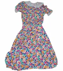 Neiman‎ Marcus Vintage Floral Tropical Print Midi Dress Size 10