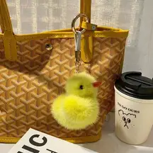 NEW Faux Mink Fur Duck Chick Keyring Bag Charm