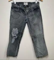 Current/Elliot The Skinny Bleach Out Destroy Jean Capri Ankle Cropped Size 25