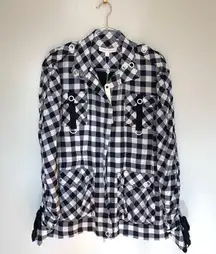 Jonathan Simkhai Midnight Gingham Twill Utility Jacket New NWT XS