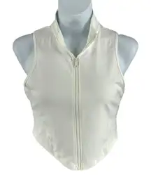 Halara White Sleeveless Zip Up Mock Neck Cropped Vest Athletic Top Women's XL