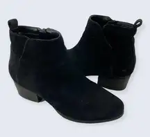 Blondo Isaac Waterproof Black Suede Zip 2" Stacked Block Heel Ankle Boots 8.5