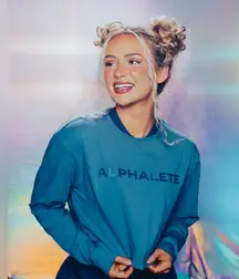 NWOT Alphalete Core Long Sleeve Crop Top in Atlantic Blue