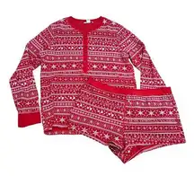 Victoria's Secret Thermal Short Pajama Set Lipstick Fair Isle Womens XXLarge