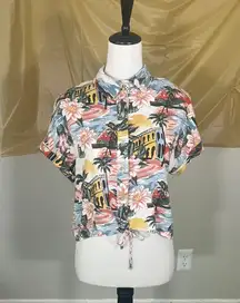 Cropped Tropical Button Down 