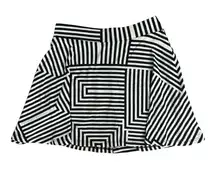 Vintage Noble U Y2K Geometric Striped Fit & Flare Mini Skirt | Size Small Retro
