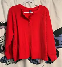 Henley slightly cropped waffle knit top