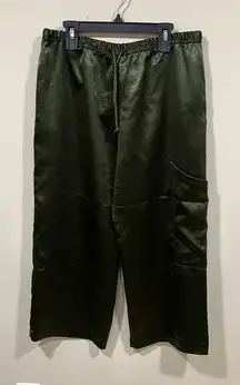 EUC Collina Strada New York Crushed silky Pants Sz S Wide leg cropped green