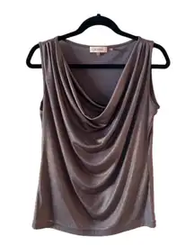 Calvin Klein Sleeveless Cowlneck Top Shimmer Gold SZ. S