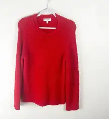 MICHAEL STARS Freja Red Fuzzy Long Sleeves Crewneck Pullover Sweater Size Medium