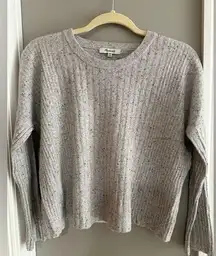 Madewell Ribbed Crewneck Cropped Oversized Sweater XXS grey