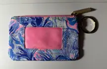 Lilly Pulitzer Wallet Shade Seekers Zip‎ ID Case Gold Tone Keychain Card Holder